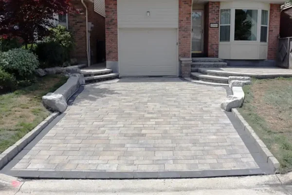 Interlocking stone driveway